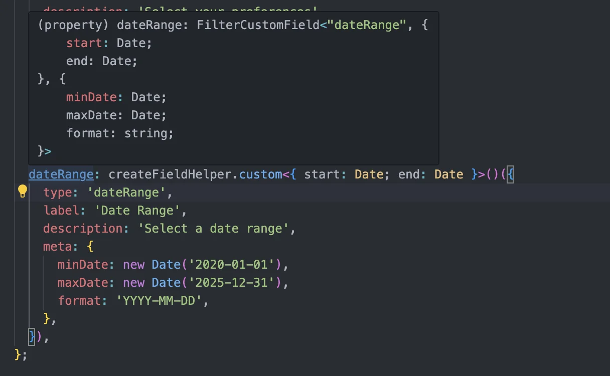 FilterCustomField Preview